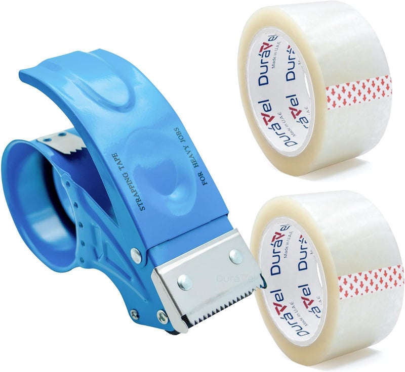 Duravel Metal Heavy Duty Packing Tape Dispenser Gun with 2 Rolls of 2" Tape for Moving, Shipping, Office & Warehouse Use - Image 1